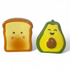 Salt & Pepper Set Avocado & Toast Green Yellow Tan Brown NEW NIP
